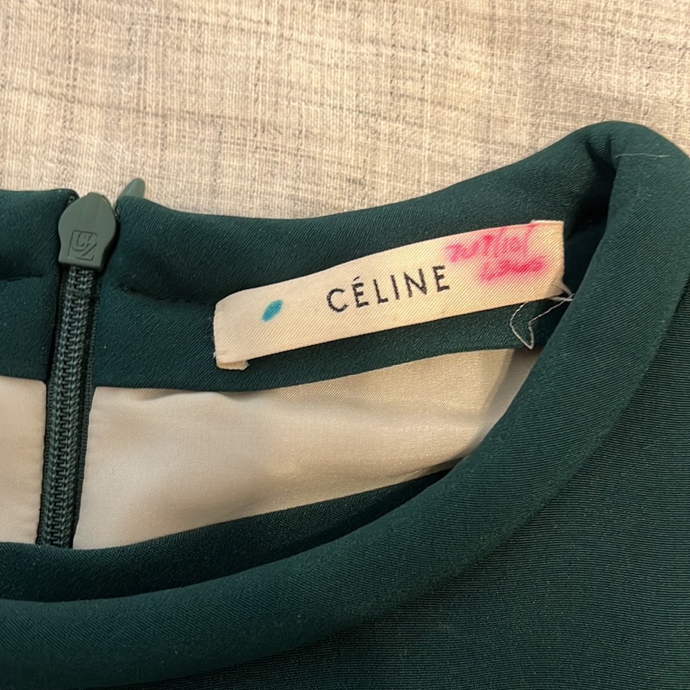 Celine Phoebe Philo color block silk dress green cream - Picture 6 of 13